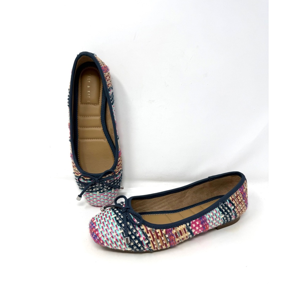 Kelly & Katie Sasha-R Woven Multi-Color Ballet Flats Navy Trim Womens 6M